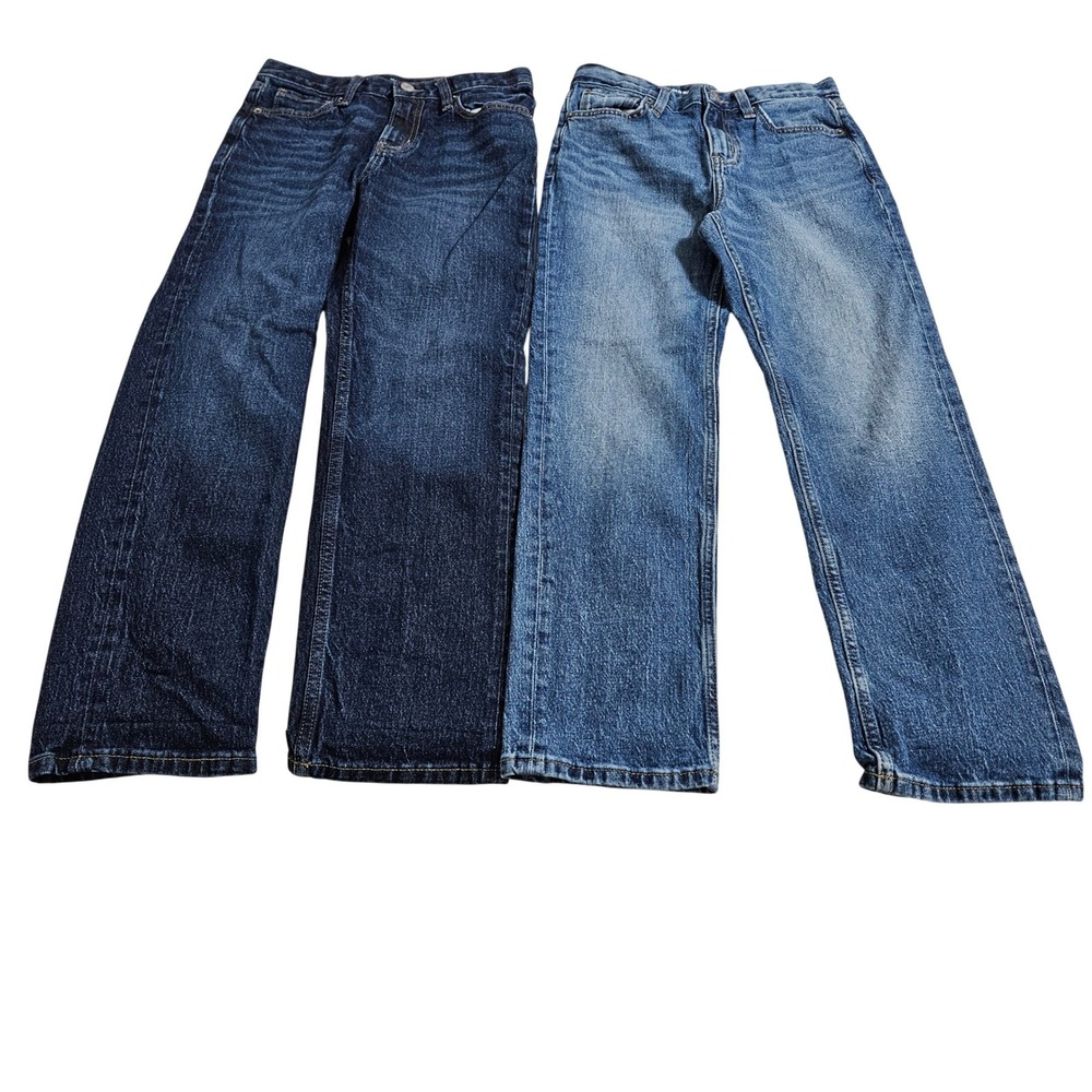 Old Navy 2 Pairs Original Loose Built-In Flex Jeans Bundle Dark Medium Wash L 14